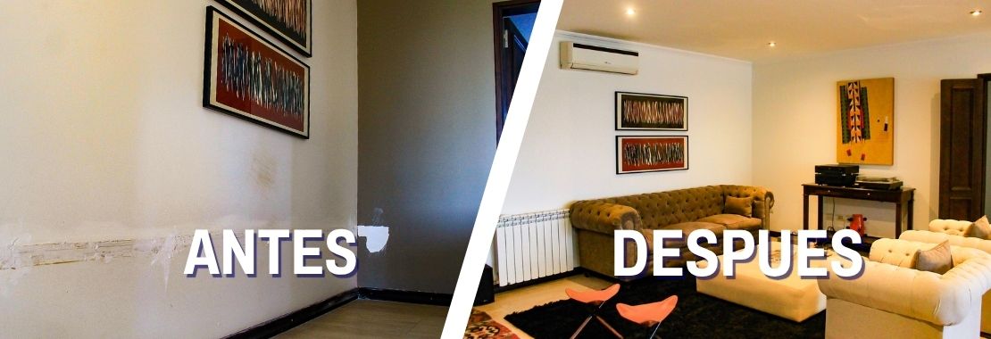 Comparación antes y después de un trabajo de pintura realizado por Azulado en Mendoza