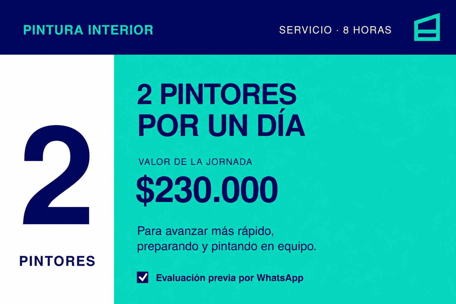 Servicio Express con 2 pintores por un día en Ciudad y Gran Mendoza por $230.000